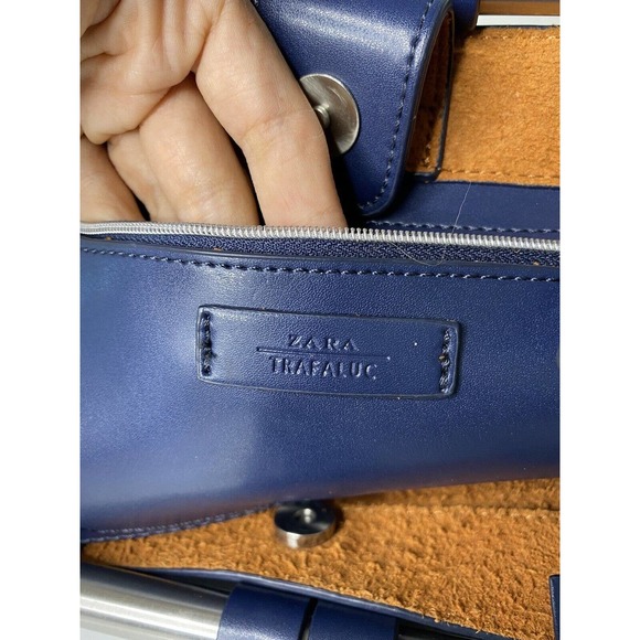 ZARA navy blue doctor bag small silver metal rods - Picture 6 of 8